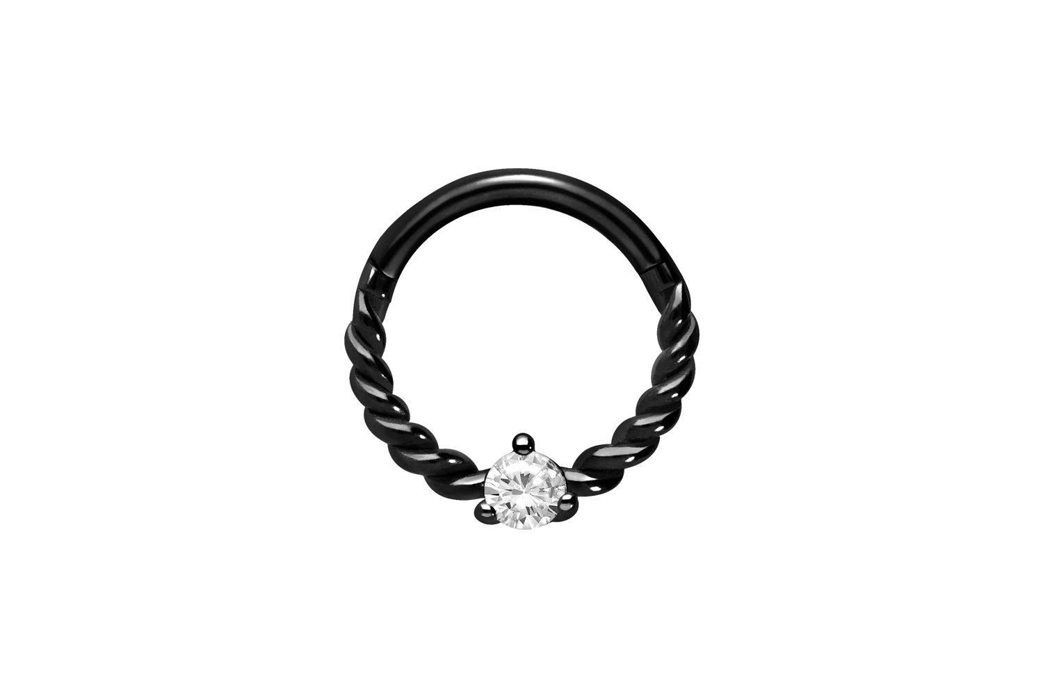 Chirurgenstahl Segmentring Clicker Piercing KRISTALL + GEDREHT